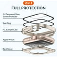 thumbnail image 4 of KOMI 2 Pack 2 in 1 Waterproof Case for Apple Watch Series 8 7 41mm, Straight Edge PC Front & Back Bumper with Tempered Glass Screen Protector 360 Protective Cover for iWatch 41mm, 4 of 5