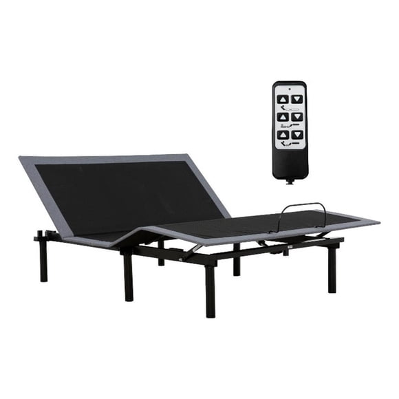 Pemberly Row Adjustable Bed Frame with Wired Remote - Dark Gray Fabric