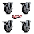 thumbnail image 2 of 5 Inch Black Poly Wheel Swivel Bolt Hole Caster Set with Posi Lock Brakes SCC, 2 of 2