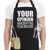 Amhlg Grill Aprons for Men Funny - Your Opinion Wasn‘t in the Recipe - Men‘s Kitchen Chef Cooking Grilling BBQ Apron with 2 Pockets - Birthday Fathers Day Christmas Gifts for Dad, Husband