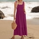 thumbnail image 2 of Vestido sin mangas de verano para mujer: vestido largo informal con cuello cuadrado, plisado y bolsillos, elástico y transpirable, adecuado para ocasiones informales, playa, fiestas y más., 2 of 8