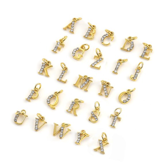 EGNMCR Press on Nails Nail Art 26 English Letters Diamond Jewelry DIY Jewelry Accessories Alloy Small Pendant Bracelet Pendant Accessories Nail art