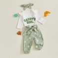 thumbnail image 5 of masbird Newborn Baby Girl Clothes Infant Girl Outfits 0 3 6 12 18 24 Months Clothes for Girls Headband Clothing Set,Light Green,12-18 M, 5 of 5