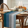 thumbnail image 3 of Teal Blue Wooden Grain Cotton Linen Table Runner, Washable Table Runners for Kitchen, Dining Room, Holiday, Home Party Table Decor, 13x36 Inches, 3 of 9