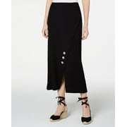 JM Collection Women's Crinkle Texture Button Skirt Black Size XX-Large
