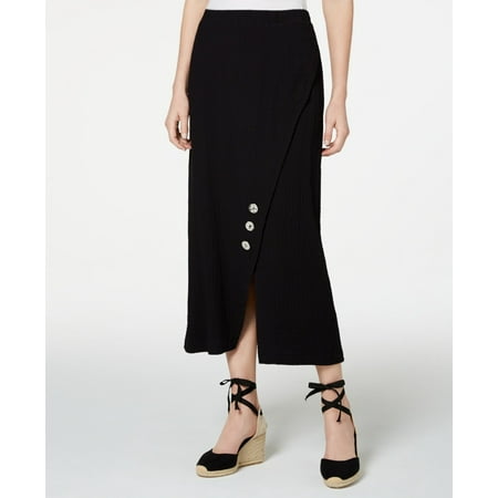 JM Collection Women's Crinkle Texture Button Skirt Black Size XX-Large