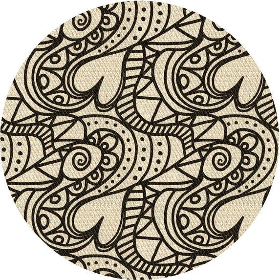 Ahgly Company Machine Washable Indoor Round Transitional Golden Blonde Gold Area Rugs, 8' Round