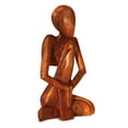 thumbnail image 4 of 12" Wooden Handmade Abstract Sculpture Handcrafted Art "Praying Man" Statue Home Decor Decorative Yoga Figurine Accent Decoration Gift Hand Carved, 4 of 4