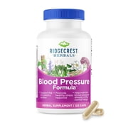 RidgeCrest Herbals Blood Pressure Herbal Formula, 12 Herbs, Poria Mushroom, Gastrodia, Gardenia, for Heart, Vascular, Circulation Health, Nitric Oxide Support, Stress Management (120 Caps, 60 Serv)