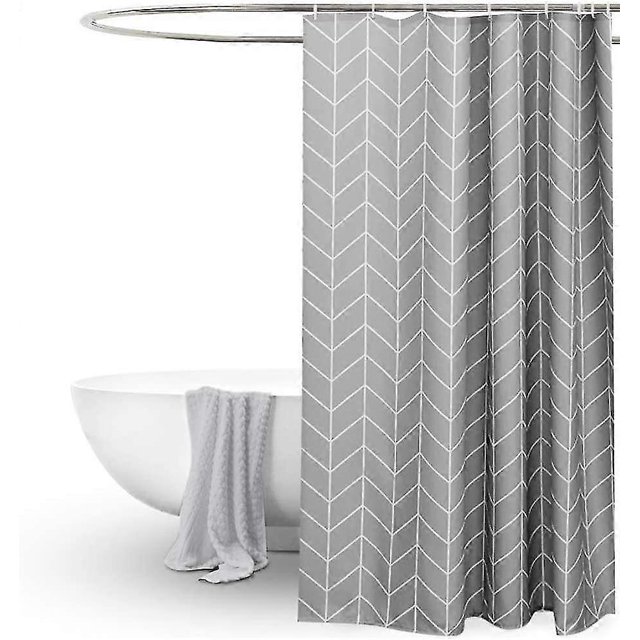 Grey Geometric Shower Curtain, Bathroom Shower Curtain Waterproof And Mildew Proof With Hook, 180x180 Cm