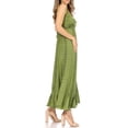 thumbnail image 3 of Sakkas Allie Stonewashed Embroidered Adjustable Spaghetti Straps Long Dress - Green - 1X/2X, 3 of 5