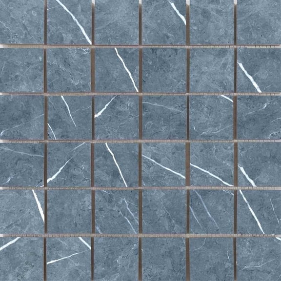 The Tile Life Opera Blue 2" x 2" Marble Look Matte Porcelain Mosaic Tile, Case (11 Sheets)