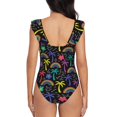 thumbnail image 6 of Yiaed Colorful Palms Print Women's Ruffled One Piece Swimsuit V Neck Swimwear Slimming Monokini for Woman-Small, 6 of 8