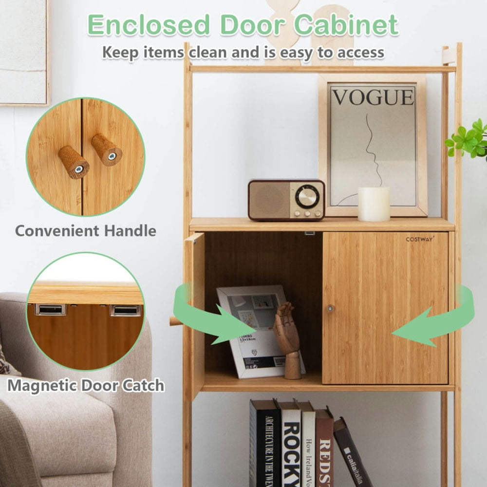 Finihen Bathroom Storage Cabinet, Bathroom Floor Cabinet, Bathroom Bamboo Storage Cabinet with 3 Shelves, for Bathroom, Living Room, Bedroom, Kitchen, Natural Finihen Bathroom Storage Cabinet, Bathroom Floor Cabinet, Bathroom Bamboo Storage Cabinet with 3 Shelves, for Bathroom, Living Room, Bedroom, Kitchen, Natural