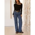 thumbnail image 4 of AIGUR Women's Asymmetric Cropped Tops Solid Color Cutout Front Long Sleeve Slim Fit Casual T-Shirts, 4 of 8