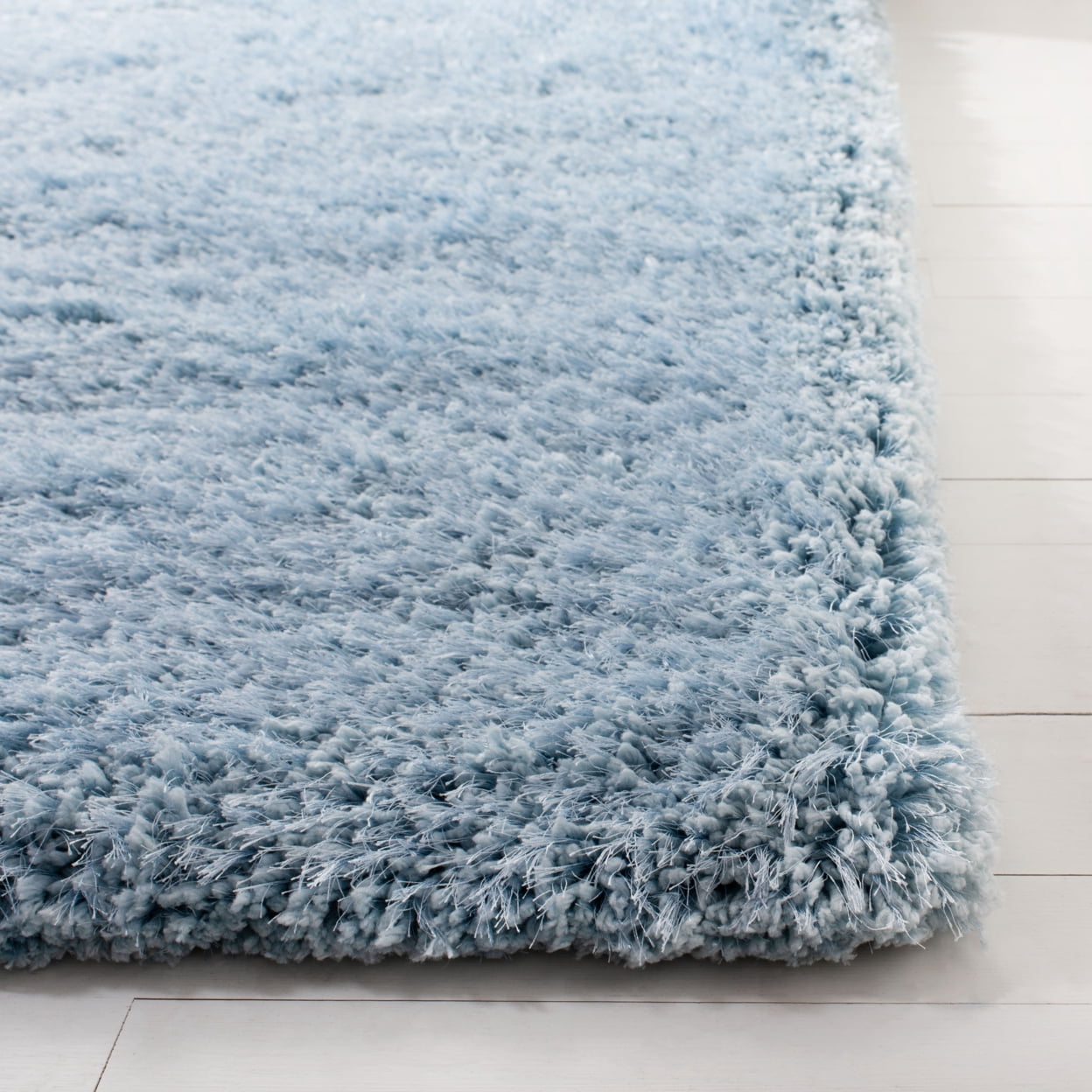 SAFAVIEH Supreme Charlton Solid Plush Polyester Shag Area Rug, Light Blue, 3' x 5'