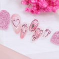 thumbnail image 3 of Press on Nails BMKKOT, 24 unidades, color rosa, almendra mediana, con diamantes de imitación 3D, 3 of 9