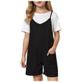 thumbnail image 3 of Toddler Overalls Girls Shorts Kids Summer Clothes Teen Girls Romper Adjustable Tie-Up Strap Short Overalls Jumpsuits with Pocket One-Piece Outfit, 3 of 8