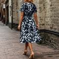 thumbnail image 5 of Warop Summer Midi Dresses for Womens Short Sleeve Wrap V Neck A-Line Dress Floral Print High Waist Boho Sundresses, 5 of 5