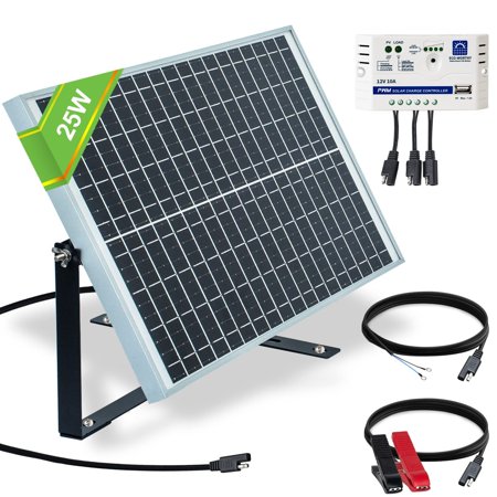 25W Waterproof Off-Grid Solar Panel Kit with Adjustable Mount and SAE Connector