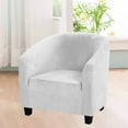 thumbnail image 3 of CJC Velvet Tub Chair Cover, High Stretch Club Chair Slipcover Washable Armchair Sofa Couch Cover for Living Room Club Cafe (Ivory), 3 of 6