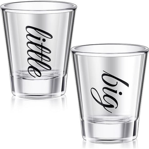 shiyou-2 Pcs Sorority Big Little Shot Glasses with Thick Base Big Little Sorority Gifts 2 oz Tequila Shot Glasses Mini Cups(Black)