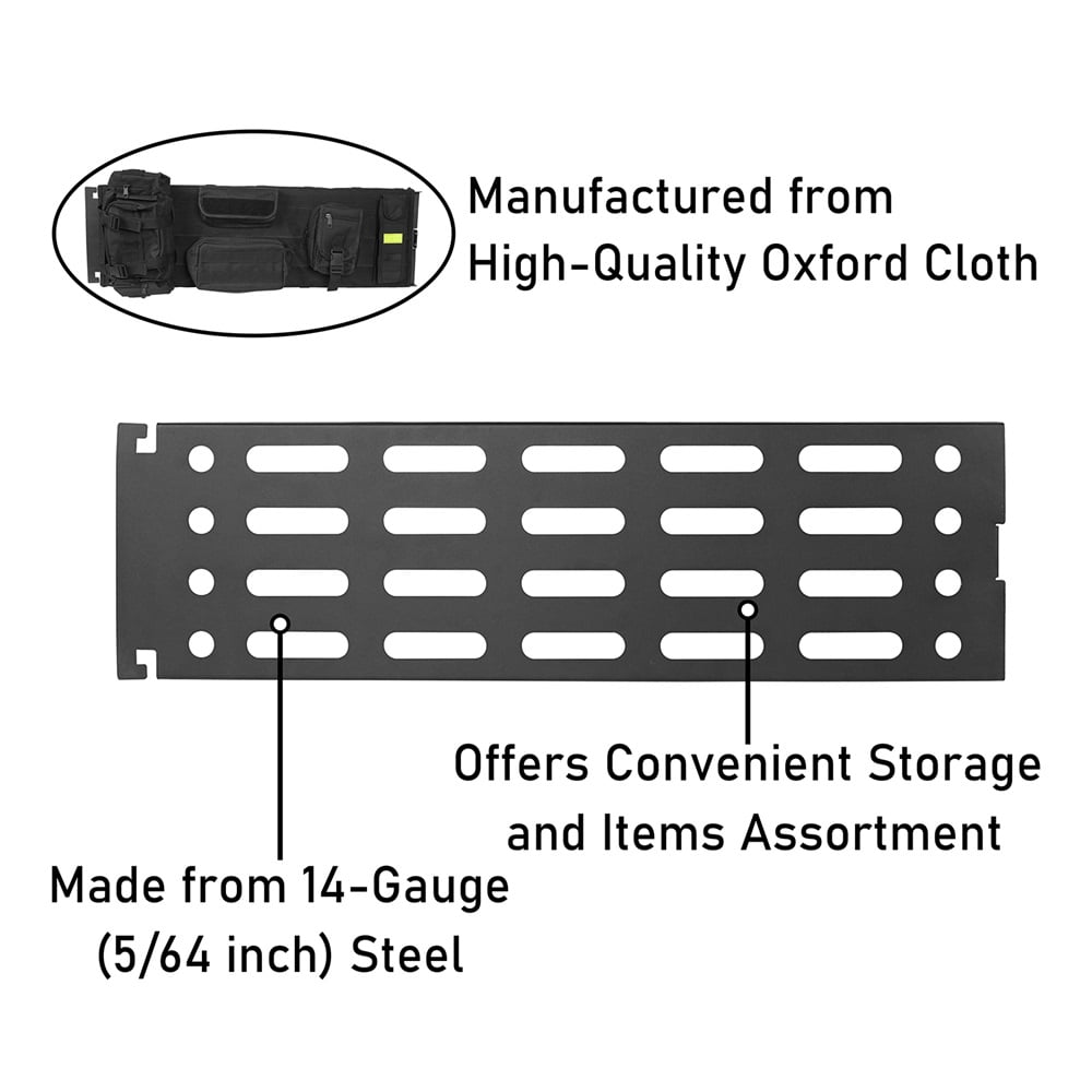 Hooke Road Front Overhead Storage MOLLE Panel w/ 5x Pouches Fit 1997-2006 Jeep Wrangler TJ