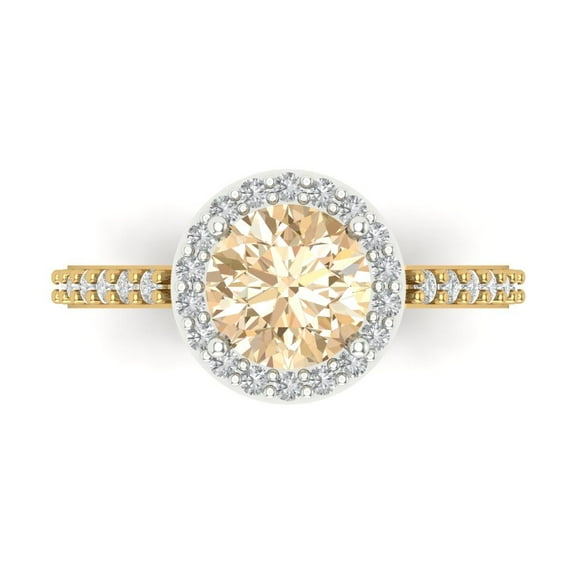 Halo Engagement Ring for Women - 1.86ct Natural Morganite in 14K White/Yellow Gold Promise Ring