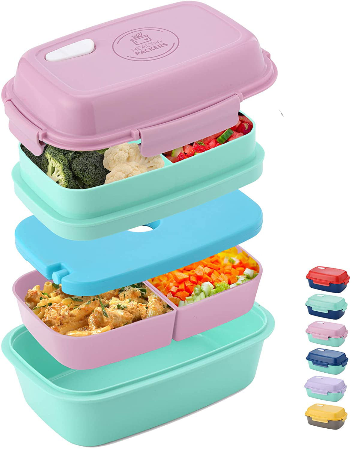For Kids Adults 3 Compartments Lunch Box Food Container Set Bento Storage Boxes 
