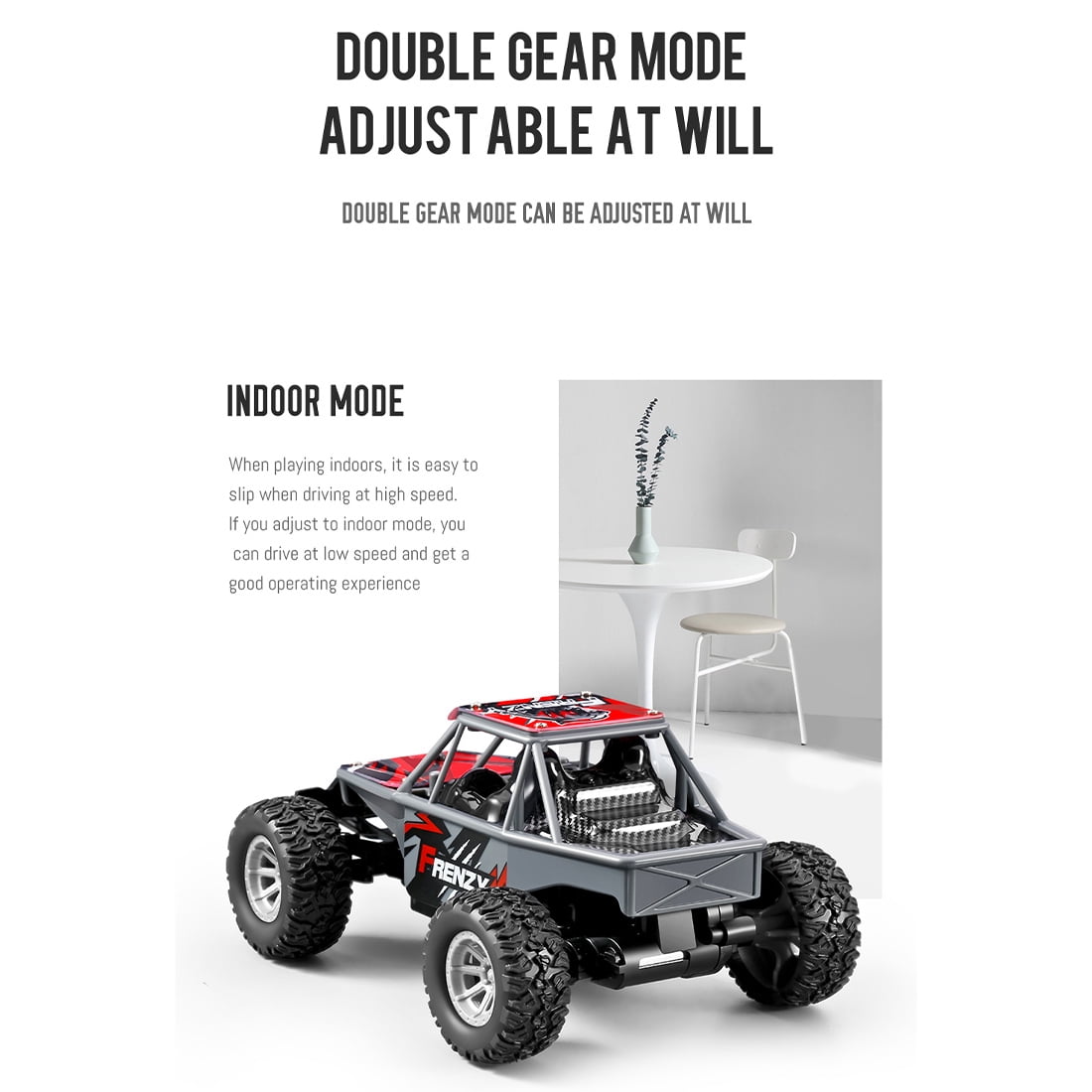1:32 Scale RC Drift Off-Road Vehicle, 2.4G 4WD High Speed Remote Control Truck, Full-Scale Synchronous Controller, Ready-to-Run Mini Crawler Car for Adults - Red