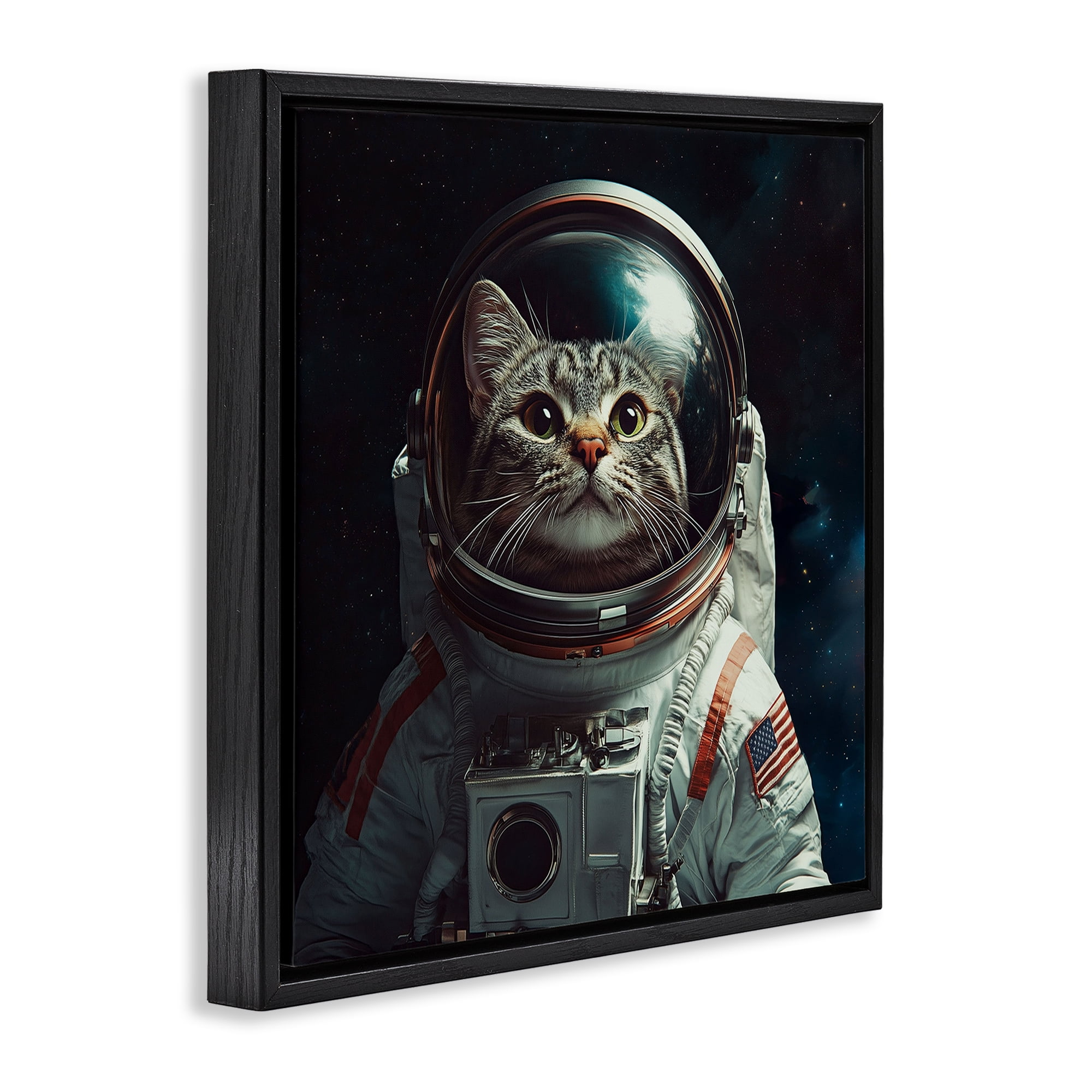 Catstronaut Cat Astronaut Black Framed Floater Canvas Wall Art, design by Jim Baldwin