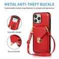 thumbnail image 3 of Nalacover Wallet Case for iPhone 15 Pro Crossbody with Lanyard, Elegant PU Leather Shoulder Strap Case with Credit Card Holder, Full Protection Metal Buckle Shockproof Phone Case, Red, 3 of 6