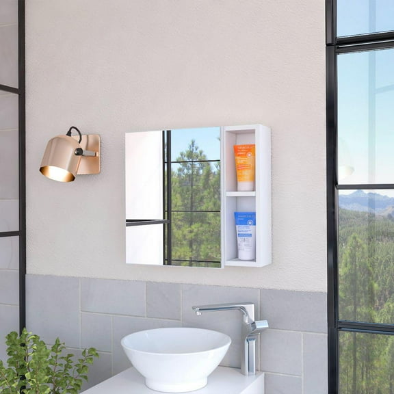 We Have Furniture Medicine Cabinet Viking, Three Internal Shelves, Single Door, White Finish