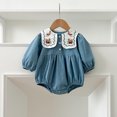 thumbnail image 1 of Body de manga larga con solapa bordada para niñas, vestido de princesa dulce para niños, vestido de hermanas para primavera y otoño, vestido de una pieza para niños pequeños, 1 of 6