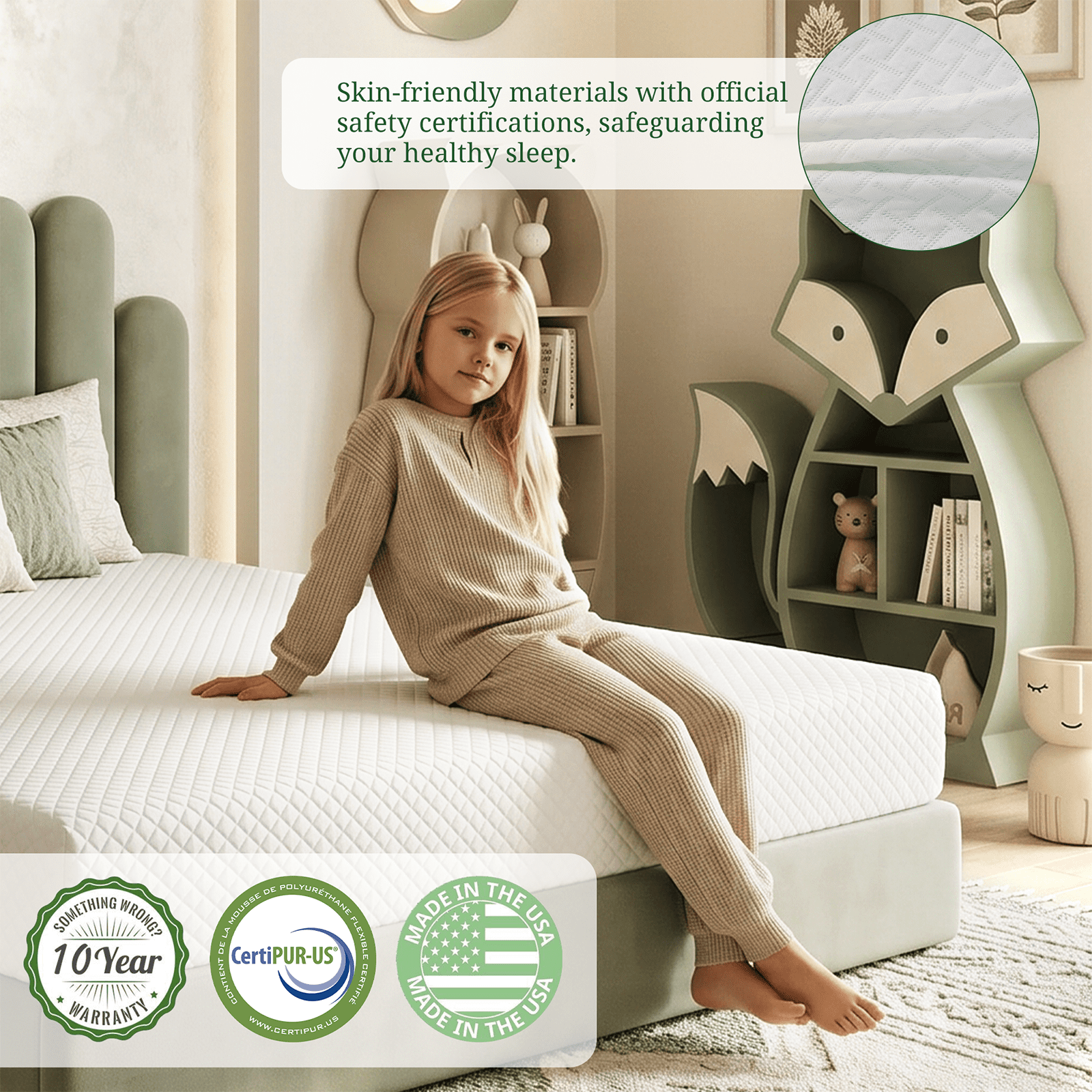 5 inch Twin Gel Memory Foam Mattress, Medium Firm mattress in a box, Cool and Skin-Friendly material for Kids & Adults