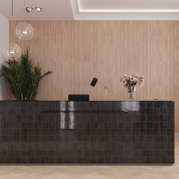 Silken 3.94 in. x 3.94 in. Glossy Black Ceramic Square Wall and Floor Tile (5.38 sq. ft./case) (50-pack)