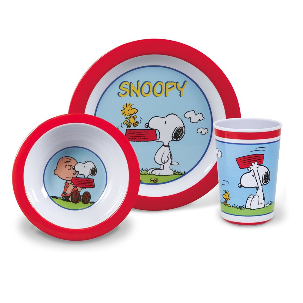 Gibsone Home Classic Snoopy 3 Piece Multicolored Kids Plate Set