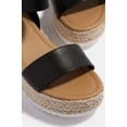 thumbnail image 5 of Soda Clip Black Vegan Leather Casual Espadrilles Trim Platform Heeled Sandals (7), 5 of 5