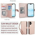thumbnail image 4 of Wallet Case for iPhone 16 Plus, RFID Blocking Flip Cover with 7 Card Slots, Cash Compartment, Magnetic Closure, and Hands-Free Stand, Slim Protective Phone Case with Wrist Strap,Rosegold, 4 of 6