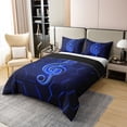 thumbnail image 2 of Erosebridal Blue Black Bed Set Musical Treble Clef Duvet Cover, Glowing Honeycomb Bedding Set Twin Music Theme Comforter Cover, Classic Jazz Music Bed Cover Luxury Musician Popstar Room Decor, 2 of 7
