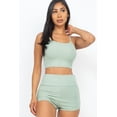 thumbnail image 6 of Ribbed Crop Cami Top and Ruched Shorts Set, 6 of 11