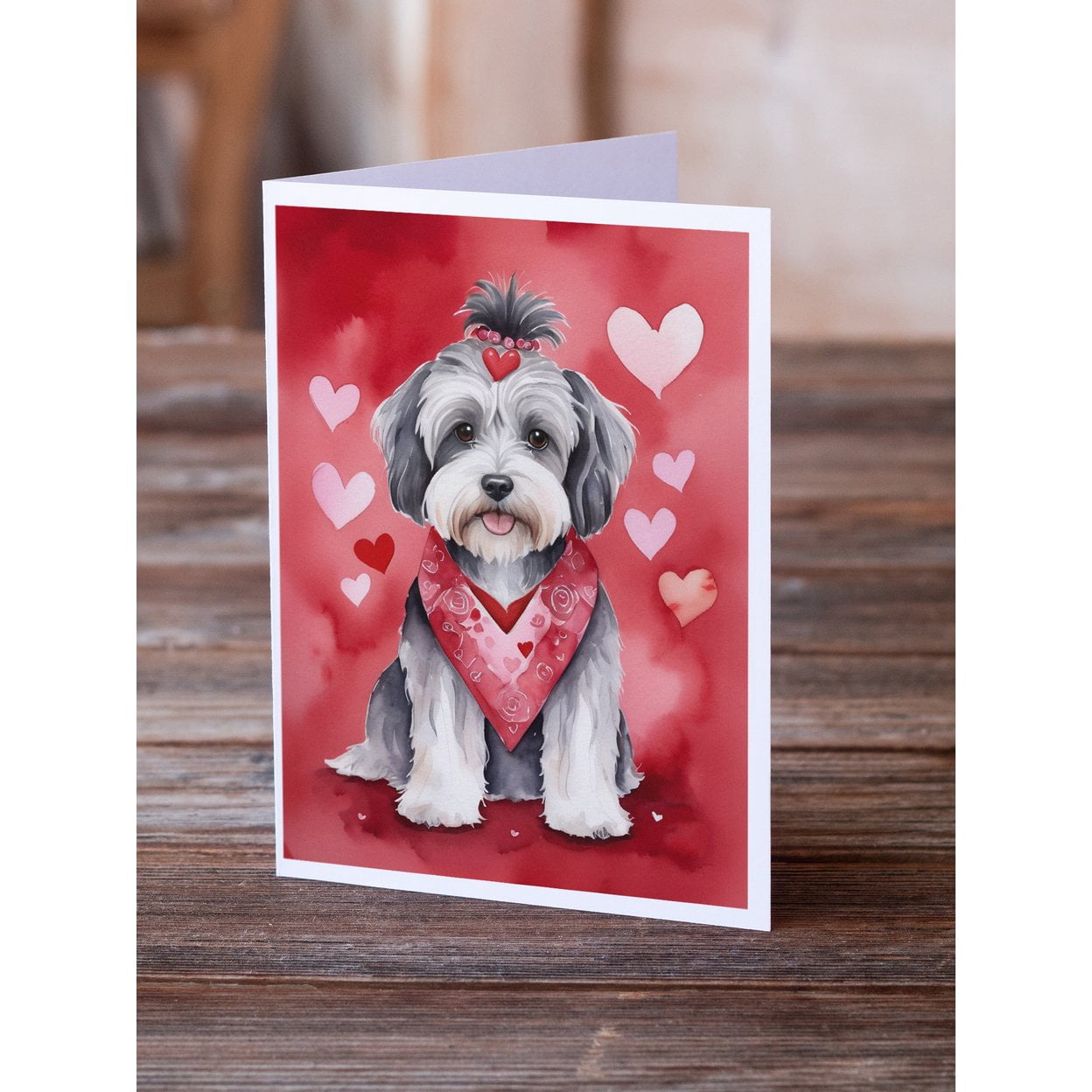 Tibetan Terrier My Valentine Greeting Cards Pack of 8 7 in x 5 in