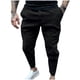 thumbnail image 1 of Pantalones largos para hombre, elásticos, de color liso, con cremallera, múltiples bolsillos, cintura elástica, cordón ajustable, de poliéster., 1 of 8