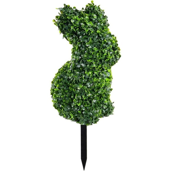 YoGold Latest Model 28.7" Bunny-Shaped Artificial Topiary Tree, Easter Faux Boxwood & Cypress Potted Plant with Ground Spike, Rabbit-Shaped Outdoor Decor For Porch, Garden, Home