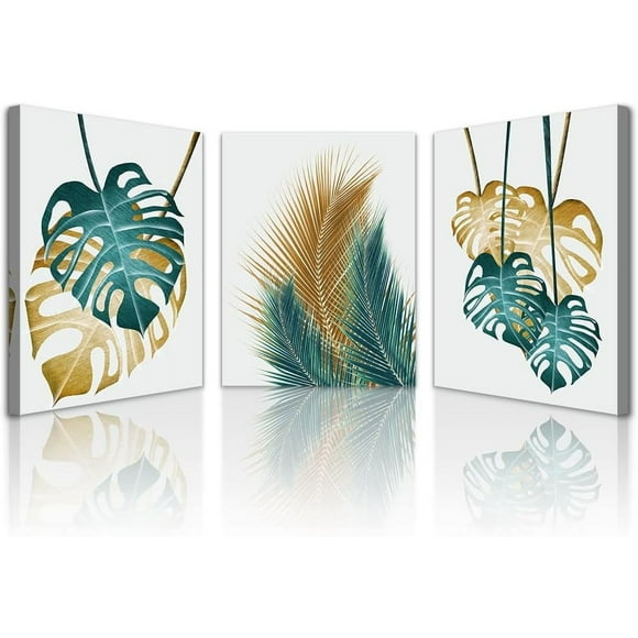 Canvas Wall Art For Living Room Wall Decorations For Bedroom Kitchen Dining Room Wall Decor Abstract Leaves Wall Paintings Office Wall Pictures Prints Art Bathroom Room Home Decor 3 Piece
