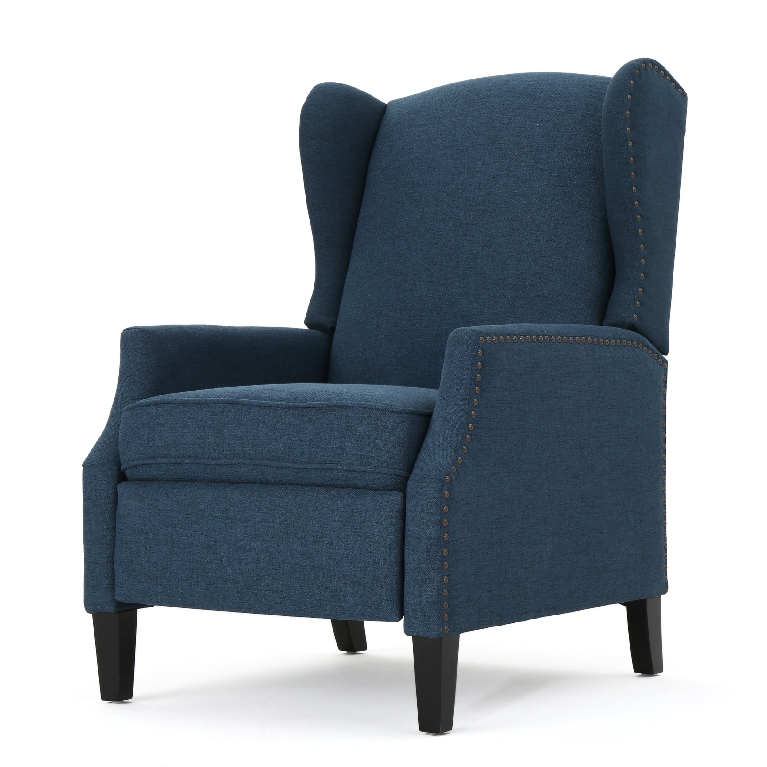 Euroco Traditional Wingback Recliner Chair with Studded Trim,100% Polyester Upholstery