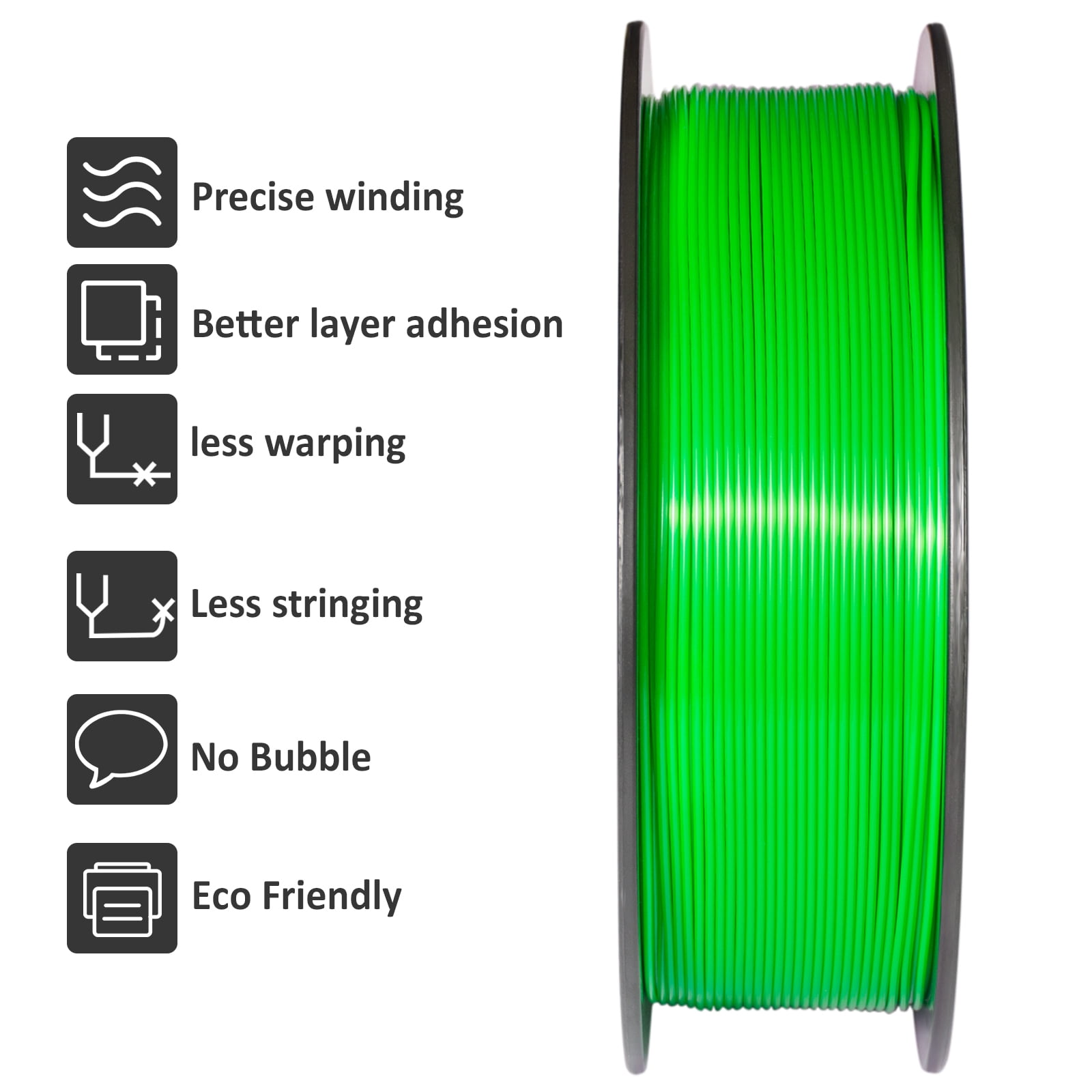 Geeetech 5pcs Green 1.75mmPLA 3D Printer Filament , Dimensional Accuracy +/-0.03mm, 5kg (11lbs) , 1080 Feet （330m）per Roll, Fit for Most 3D FDM Printer