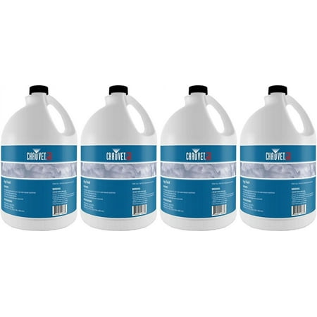 CHAUVET DJ 1 Gallon of Water Based Fog Machine Juice for Indoor and Outdoor Fake Smoke Maker for Weddings and Halloween Parties, (4 Pack)