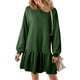 thumbnail image 1 of Vestido de manga larga para mujer 2025 Otoño - Minivestido tipo sudadera con cuello redondo y tejido de punto acanalado, 1 of 7