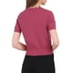 thumbnail image 3 of Suéteres de punto cortos de manga corta con cuello en V para mujeres Inspire Chic, color fucsia, talla L, 3 of 4